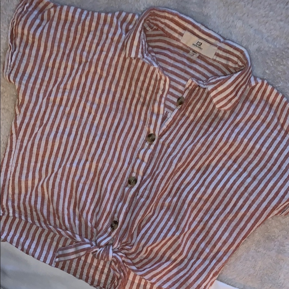 Thread & Supply Brown and White Button Down Shirt